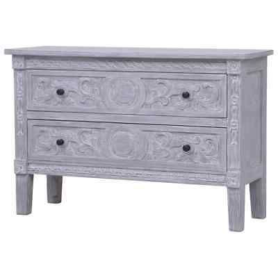 Most Popular Vidaxl Solid Mahogany Wood Sideboard With 2 Drawers Grey Inside  (View 12 of 30)
