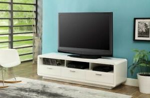 Popular Khia Tv Stands For Tvs Up To 60" With Regard To White Modern Tv Stand Up To 60 Inches With 3 Cubbies And  (View 27 of 30)