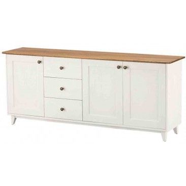 Popular Maine 3 Door 3 Drawer Large Sideboard White – Buffets Intended For Caila 60" Wide 3 Drawer Sideboards (Photo 3 of 30)