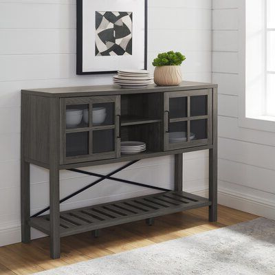 Trendy Buffet Table Grey Sideboards & Buffets You'll Love In 2020 Within Wood Accent Sideboards Buffet Serving Storage Cabinet With 4 Framed Glass Doors (View 1 of 30)