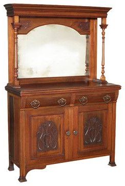 Trendy Consigned Consigned 4ft Wide Antique Walnut Mirrorback Throughout Fritch 58" Wide Sideboards (View 29 of 30)