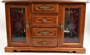 Vintage 3 Drawer 2 Door Wooden Jewelry Cabinet Box – #r 02 With Most Recent 3 Drawer And 2 Door Cabinet With Metal Legs (View 14 of 30)