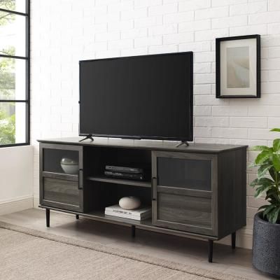 Welwick Designs 58 In. Reclaimed Barnwood Composite Tv Pertaining To Current Labarbera Tv Stands For Tvs Up To 58" (Photo 18 of 30)