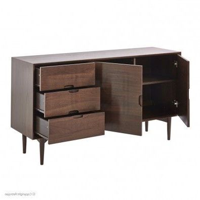 Widely Used Vaasa Marlon Danish Style Wide Sideboard Buffet – Walnut Throughout Ronce 48" Wide Sideboards (Photo 28 of 30)