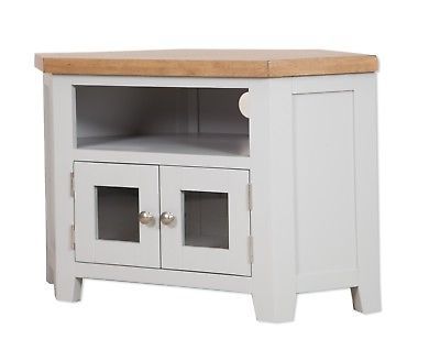 2017 Compton Ivory Corner Tv Stands With Baskets With Regard To Dorset Oak Glass Corner Solid Tv Unit Cabinet Pine In (Photo 4 of 10)