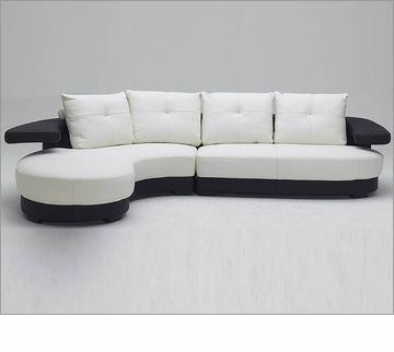 2018 Black And White Ultra Modern Full Leather Sectional Sofa Inside Wynne Contemporary Sectional Sofas Black (View 9 of 10)