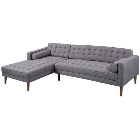 2018 Element Right Side Chaise Sectional Sofas In Dark Gray Linen And Walnut Legs With Regard To Element Right Side Chaise Sectional In Dark Gray Linen And (Photo 4 of 10)