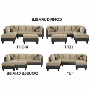 3 Piece Tan Sofa Microfiber Faux Leather Sectional Sofa Inside Latest 3pc Miles Leather Sectional Sofas With Chaise (View 2 of 10)