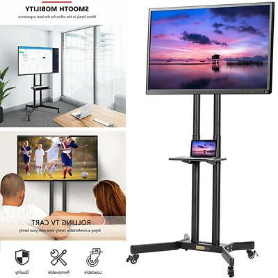 30 70'' Adjustable Mobile Tv Stand Rolling Tv Cart Lcd Led For Well Known Easyfashion Adjustable Rolling Tv Stands For Flat Panel Tvs (Photo 7 of 10)