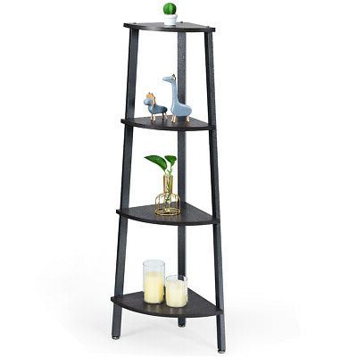 4 Tier Modern Style Display Shelf Stand Metal Corner Intended For Most Recently Released Contemporary Black Tv Stands Corner Glass Shelf (View 9 of 10)