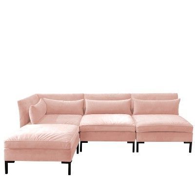 4pc Alexis Sectional Sofas With Silver Metal Y Legs For 2017 4pc Alexis Sectional With Black Metal Y Legs Blush Velvet (Photo 4 of 10)
