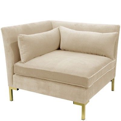 4pc Alexis Sectional With Brass Metal Y Legs Ivory Velvet In Famous 4pc Alexis Sectional Sofas With Silver Metal Y Legs (View 7 of 10)