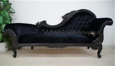 4pc French Seamed Sectional Sofas Velvet Black Regarding Most Up To Date Large Ornate French Black Velvet Crystal Chaise Longue (View 3 of 10)