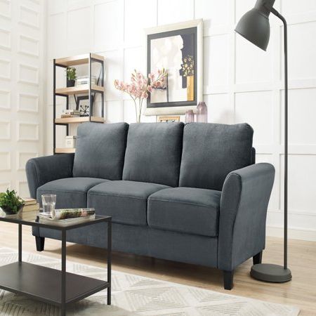 Alexa Rolled Arm Sofa, Dark Grey – Walmart Pertaining To Well Known Gray Sofas (View 2 of 10)