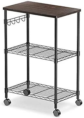 Amazon: Alvorog 3 Tier Rolling Kitchen Cart, Microwave Throughout Preferred Rolling Tv Stands With Wheels With Adjustable Metal Shelf (Photo 9 of 10)