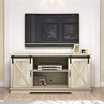 Amazon: Belleze Modern Farmhouse 58" Sliding Tv Stand In Most Current Modern Sliding Door Tv Stands (Photo 3 of 10)