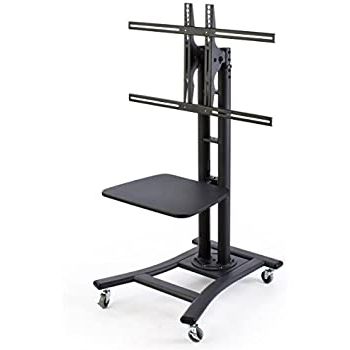Amazon: Displays2go, Mobile Tv Stand For 37" To 70 In 2017 Rolling Tv Cart Mobile Tv Stands With Lockable Wheels (Photo 9 of 10)