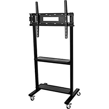 Amazon: Displays2go Tvjt321g1 Tv Stand With Wheels For Inside Well Liked Rolling Tv Stands With Wheels With Adjustable Metal Shelf (Photo 7 of 10)