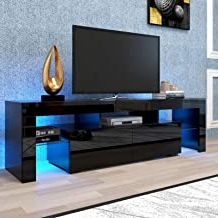 Amazon: Floating Fireplace Tv Stand Regarding Most Current Zimtown Modern Tv Stands High Gloss Media Console Cabinet With Led Shelf And Drawers (View 7 of 10)