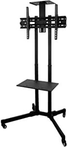 Amazon: Mount It! Tv Cart Mobile Tv Stand Wheeled Intended For Most Recently Released Easyfashion Adjustable Rolling Tv Stands For Flat Panel Tvs (Photo 5 of 10)