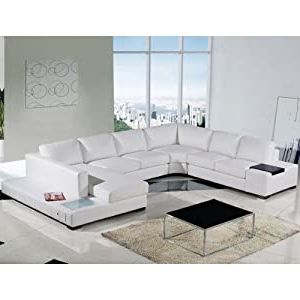 Amazon – Tosh Furniture Umbria Modern White Leather Inside Fashionable Sectional Sofas In White (Photo 10 of 10)