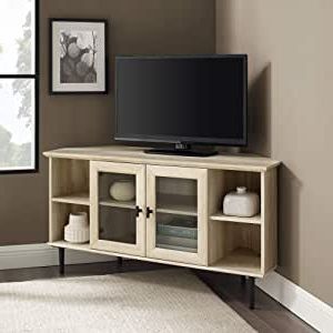 Amazon: Walker Edison Modern Glass And Wood Universal Throughout Most Popular Walker Edison Wood Tv Media Storage Stands In Black (View 4 of 10)