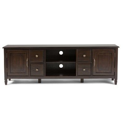 Best And Newest 72" Hampshire Solid Wood 72 Inch Wide Tv Stand Dark With Bromley Extra Wide Oak Tv Stands (Photo 8 of 10)