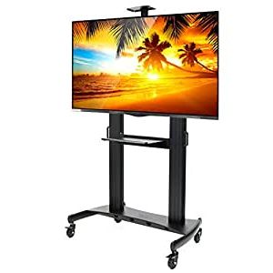 Best And Newest Easyfashion Adjustable Rolling Tv Stands For Flat Panel Tvs For Amazon: Rolling Tv Stand Mobile Tv Cart For 60 100 (Photo 6 of 10)