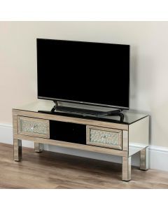 Black Tv Stands Intended For Well Liked Rfiver Black Tabletop Tv Stands Glass Base (View 2 of 10)