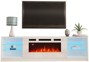 Boston 01 Electric Fireplace Modern 79" Tv Stands For Well Known Meble Furniture & Rugs Boston Wh01 Electric Fireplace (Photo 5 of 10)