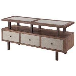 Brushed Gray Brown Console Table With Cement Board Accent With Regard To Trendy Calvin Concrete Gray Sofas (View 5 of 10)