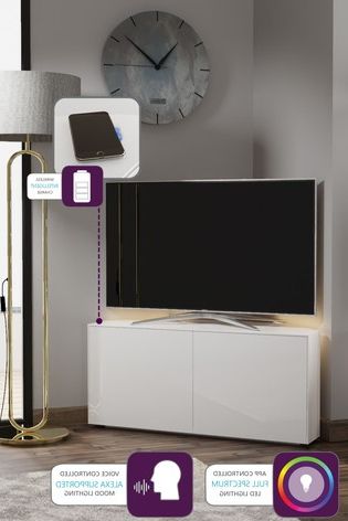 Buy Frank Olsen Smart Led White Corner Tv Cabinet From The Intended For Well Known Milano White Tv Stands With Led Lights (View 8 of 10)