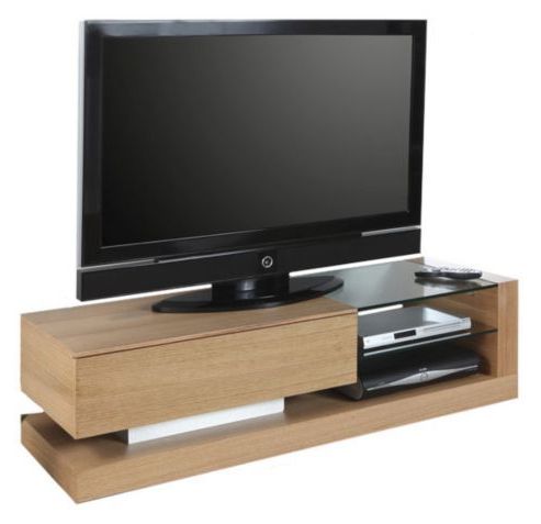 Buy Jual Jf613 Tv Stand In Oak With Clear Glass From Our Throughout Current Glass Tv Stands For Tvs Up To 70" (View 2 of 10)