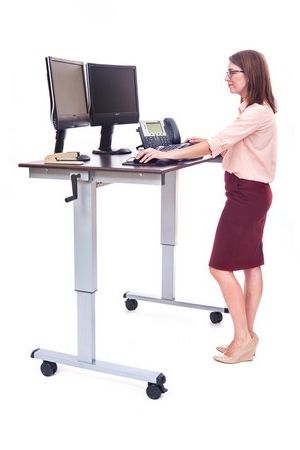 C Standup Cf 48 Dw Sit To Stand Computer Desk With Regard To Recent Modern Black Tv Stands On Wheels With Metal Cart (View 7 of 10)
