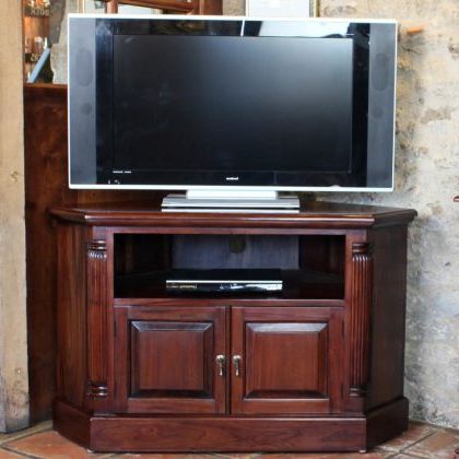 Carbon Extra Wide Tv Unit Stands Regarding Current Georgian Corner Television Cabinet (mahogany)  (View 6 of 10)
