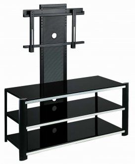 Contemporary Black Tv Stands Corner Glass Shelf Inside Trendy Black Glass & Metal Modern Tv Stand W/multi Positions Height (View 10 of 10)