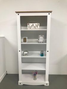 Corona Tall Bookcase – White/distressed Waxed Pine (View 2 of 10)