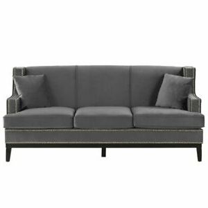Current Modern Sofa With Nailhead Trim Couch Grey Couch On Wood For Radcliff Nailhead Trim Sectional Sofas Gray (Photo 3 of 10)