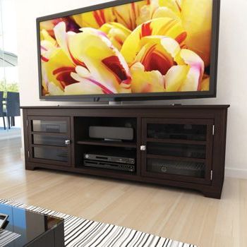 Dark Brown Tv Cabinets With 2 Sliding Doors And Drawer In Latest Costco: Allegro 60 In (View 10 of 10)