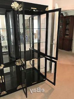 Dark Brown Tv Cabinets With 2 Sliding Doors And Drawer Inside Most Up To Date Vintage Chinoiserie Glass Door China Cabinets(2) Display (View 4 of 10)