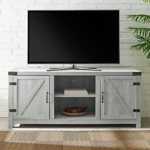 Dark Brown Tv Cabinets With 2 Sliding Doors And Drawer With Widely Used Rustic Stone Gray Entertainment Center 65 Inch Tv Stand (Photo 3 of 10)