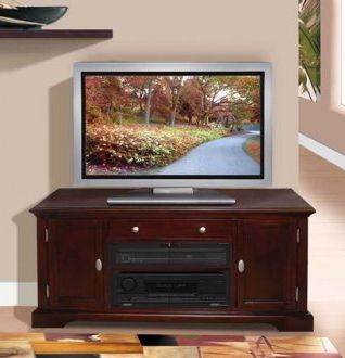 Dark Cherry Finish Contemporary Tv Stand With Storage Cabinets Intended For Preferred High Glass Modern Entertainment Tv Stands For Living Room Bedroom (View 2 of 10)