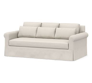 Dulce Right Sectional Sofas Twill Stone With Regard To Most Recently Released York Roll Arm Deep Seat Slipcovered Sofa (View 2 of 10)
