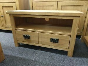 Edgeware Small Tv Stands For Trendy Baysdale Rustic Oak 2 Drawer Tv Unit / Small Media Stand (View 6 of 10)