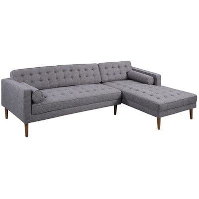 Featured Photo of 10 Collection of Element Left-side Chaise Sectional Sofas in Dark Gray Linen and Walnut Legs