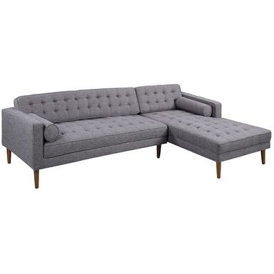 Element Right Side Chaise Sectional Sofas In Dark Gray Linen And Walnut Legs With Most Up To Date Armen Living Element Left Side Chaise Sectional In Dark (View 3 of 10)