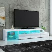 Entertainment Units & Tv With Regard To Best And Newest Zimtown Modern Tv Stands High Gloss Media Console Cabinet With Led Shelf And Drawers (View 8 of 10)