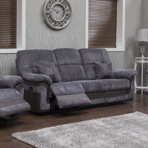 Fabric Dark Grey 3 Seater Sofa + 2 Chairs (Photo 3 of 10)