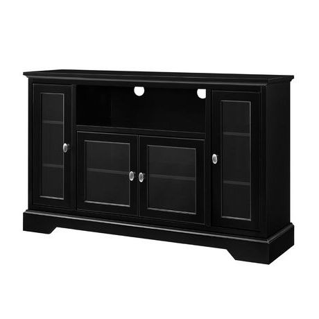 Famous Edgeware Black Tv Stands Within We Furniture 52" Highboy Style Black Wood Tv Stand (View 7 of 10)