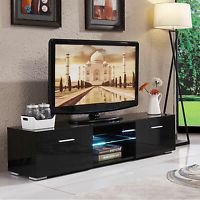 Famous Ikea Tv Stand Besta Burs High Gloss Black For Zimtown Modern Tv Stands High Gloss Media Console Cabinet With Led Shelf And Drawers (View 6 of 10)